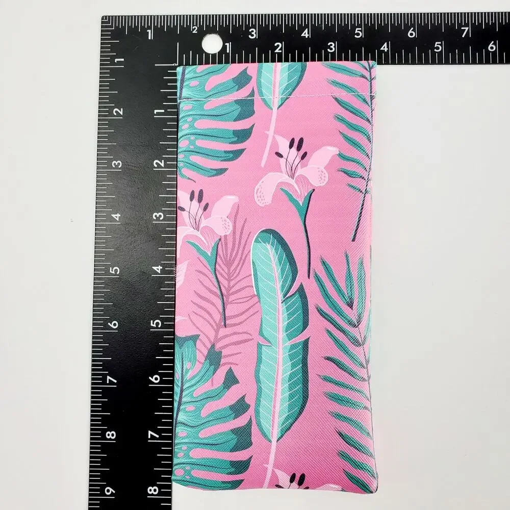 NEW Tropical Floral Pink Eyeglass Sunglasses Pouch Case
